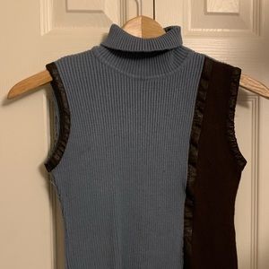 Blue and brown turtleneck
